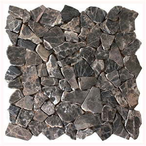 Mosaic Marble Irregular Marmor Bruch Emperador, Brown Marble Mosaic Spain
