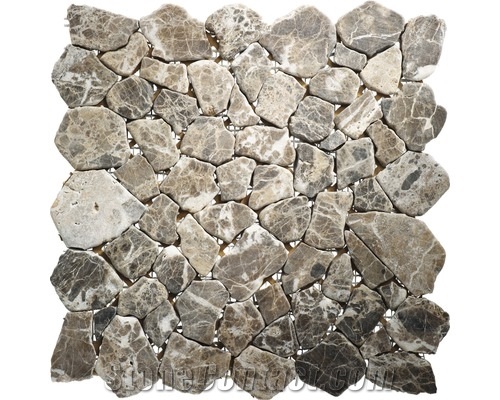 Mosaic Marble Irregular Marmor Bruch Emperador, Brown Marble Mosaic Spain
