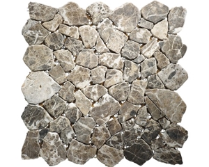 Mosaic Marble Irregular Marmor Bruch Emperador, Brown Marble Mosaic Spain