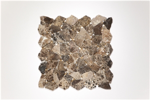 Mosaic Marble Irregular Marmor Bruch Emperador, Brown Marble Mosaic Spain