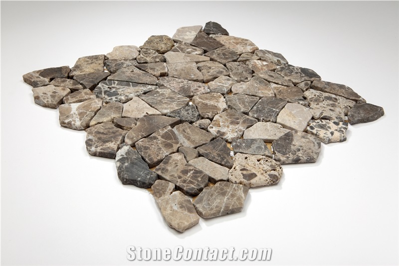Mosaic Marble Irregular Marmor Bruch Emperador, Brown Marble Mosaic Spain