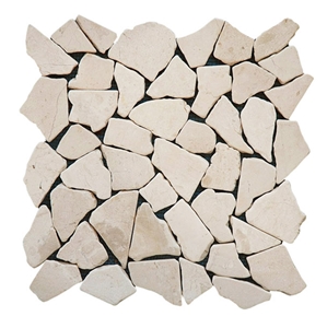 Mosaik Marble Irregular Marmor Bruch, Beige and White Marble Irregular