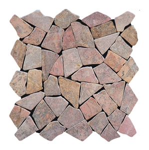 Mosaik Marble Irregular Marmor Bruch, Red Marble Mosaic Indonesia