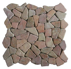 Mosaik Marble Irregular Marmor Bruch, Red Marble Mosaic Indonesia