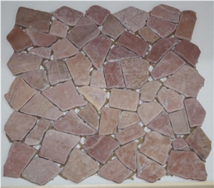 Mosaik Marble Irregular Marmor Bruch, Red Marble Mosaic Indonesia