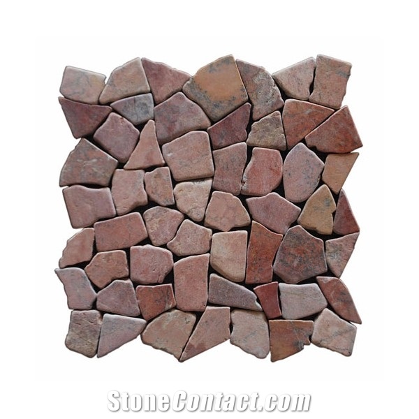 Mosaik Marble Irregular Marmor Bruch, Red Marble Mosaic Indonesia