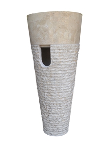 Round Pedestal Outside Alur Marmo, Beige Marble Sinks & Basins Indonesia