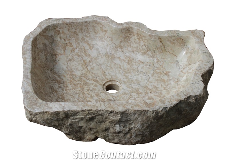 Sink Marble Erosion Trotol, Beige Marble Indonesia Sinks & Basins