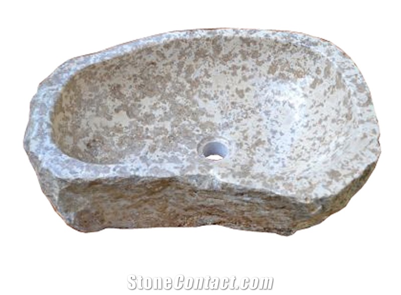 Sink Marble Erosion Trotol, Beige Marble Indonesia Sinks & Basins