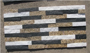 Yellow Black and White Quartzite Cultured Stone