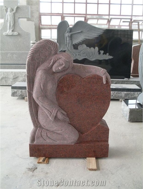 India Red Granite Tombstones and Monuments Upright Monuments