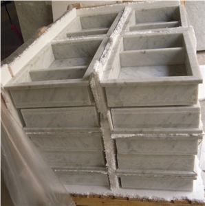 Carrara White Composite Thin Panel, White Marble Bath Design