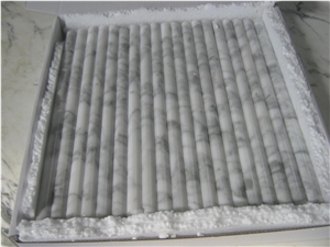 Carrara White Composite Thin Panel, White Marble Bath Design