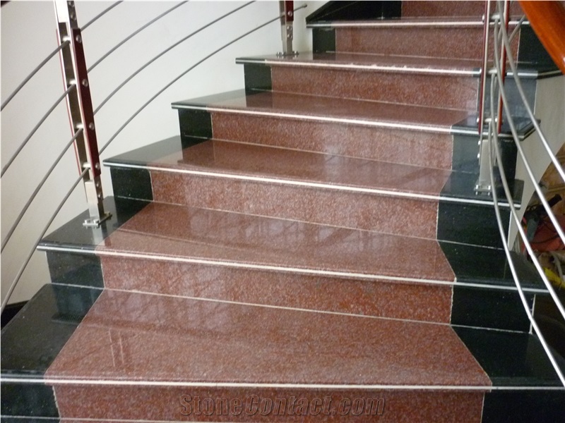 China Red Granite Stair & Steps,Treads and Risers