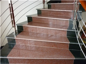 China Red Granite Stair & Steps,Treads and Risers