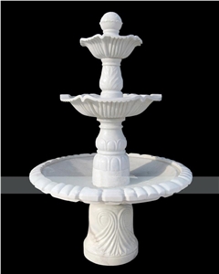 Chinese Three Layers Pure White Marble Sculptured Fountain/Western/European Customized Figure Human/Animal/ Hand Carving/For Outdoor/Garden