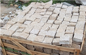 G682 Granite Cubic Stone,Yellow Granite Cobble,Yellow Rusty Granite Cubic Stone Pavers
