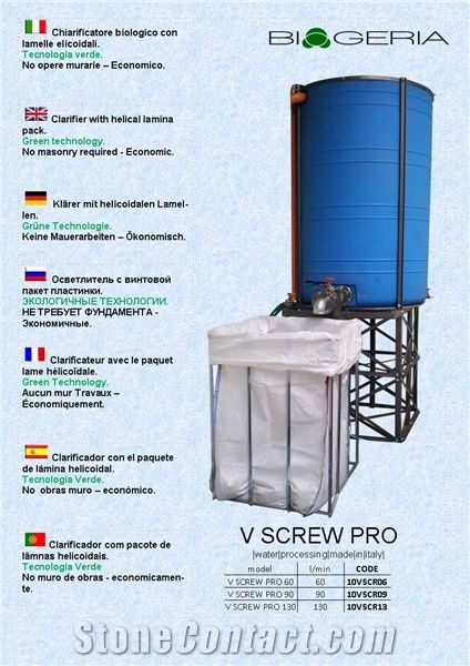 V Screw Pro - Biologic Waste Water Clarifier for the Stone Industry