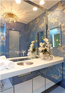 Beautiful and Competitive Quartz Bathroom Vanity Surface Safety Guaranty,Easy-To-Clean and Resistant to Stains,Heat and Scratches with Various Finishing Edge Profiles