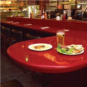 China Red Engineered Corian Stone Slab,Resistant to Stains,Heatand Scratches for Multifamily/Hospitality Projects,Combines Performance and Design for Flooring&Walling&Countertop&Stairs and Steps