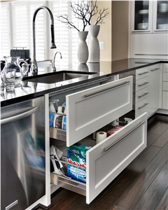 Environmentally-Friendly Non-Porous Black Quartz Stone Kitchen Countertop with Single Bowl Undermount Sink ,Healthier Indoors, Healthier Environment