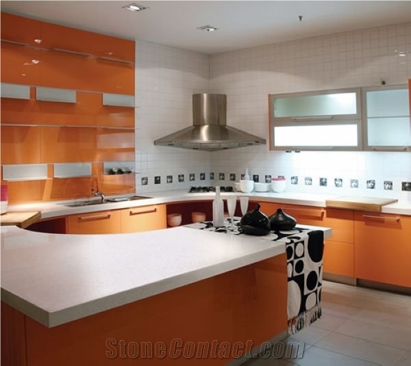Pure White Artificial Quartz Stone Quartz Stone Prefabricated Tops,Resistant to Scratching,Staining and Scorching,Environmentally-Friendly,Non-Porous