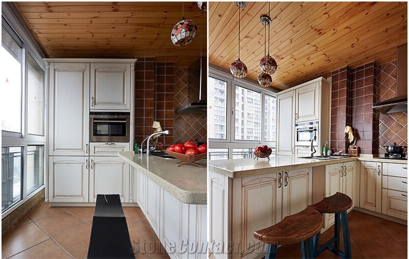 Quartz Stone for Kitchen Countertop Thickness 2cm or 3cm with High Gloss and Hardness,Standard Sizes 126 *63 and 118 *55