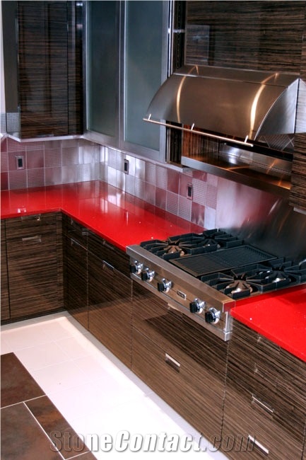 Wholesale China Red Quartz Stone Slab,Normally Produced Size 118*55 and 126*63,For Vanity Surround,Kitchen Countertop,Top Quality and Service,More Durable Than Granite,Minus the Maintenance