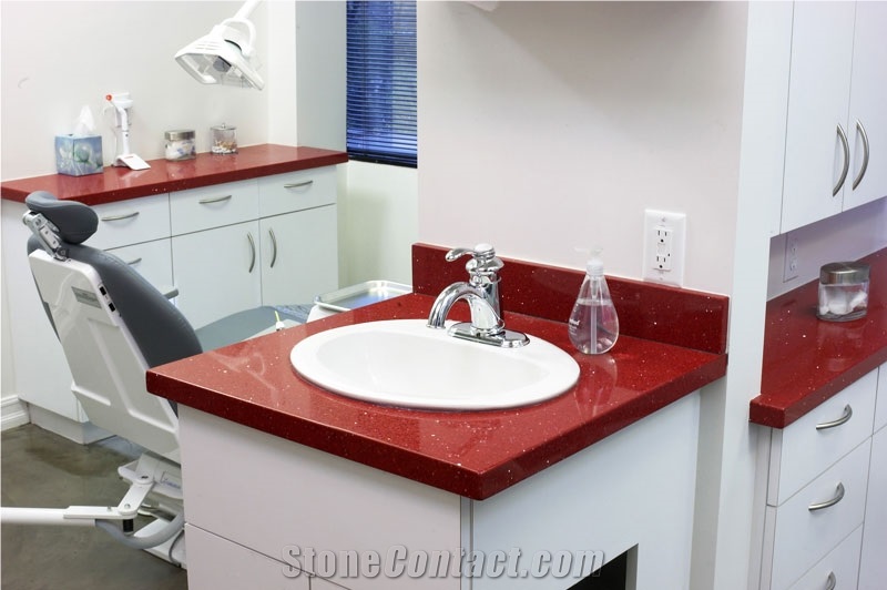 Wholesale Red Quartz Stone Slab,Produced Size 118*55 and 126*63,For Vanity Surround,Round Table Top,Kitchen Countertop,A Rated Quality and Service,More Durable Than Granite, Minus the Maintenance