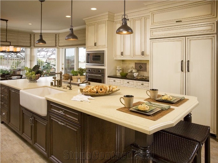 Wholesaler Of Engineered Quartz Stone Table Tops with Eased Edges,Safety Guaranty,Anti Corruption,Anti Fading,Scratch Resistance for Kitchen Countertops,Precious Bar Tops