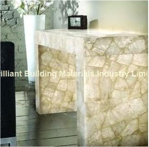 Backlit White Rock Crystal Table Tops with Legs Backlit White Rock Crystal Table Tops with Legs