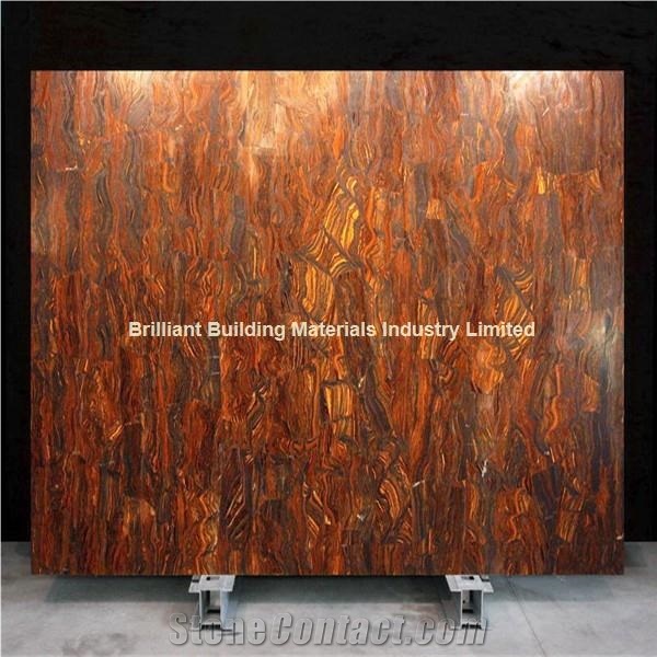 Red Iron Tiger Eyes Semiprecious Stone Slab Panel
