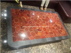Semiprecious Stone Red Agate Inlayed Tabletops Semiprecious Stone Red Agate Inlayed Tabletops