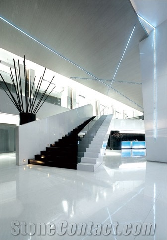Pure White Engineered Quartz Stone Tiles Artificial Marble Flooring Tiles
