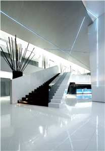 Pure White Engineered Quartz Stone Tiles Artificial Marble Flooring Tiles