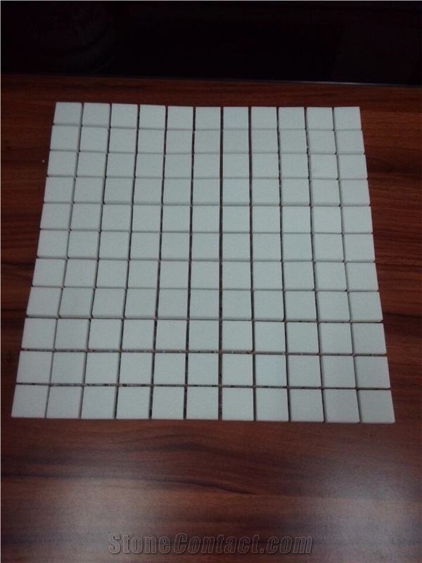 Stone Mosaic,White Nano Crystallized Mosaic Tiles,Interior Decorated Mosaic