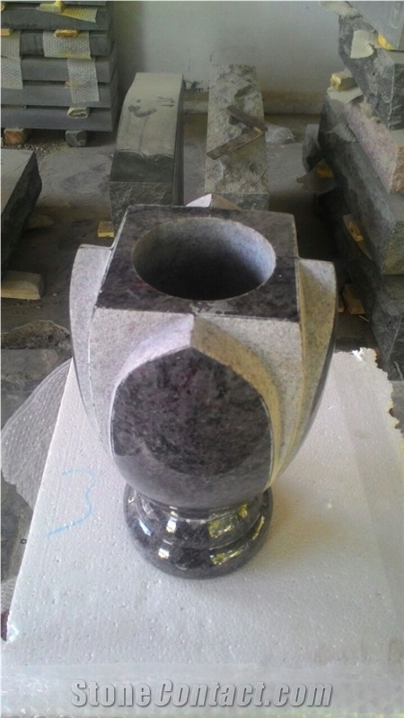 Vizag Blue Granite Memorial Vase