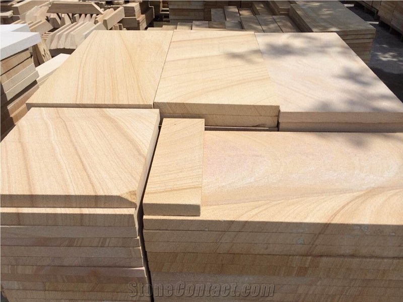 Chinese Yellow Sandstone Slabs & Tiles, China Yellow Sandstone