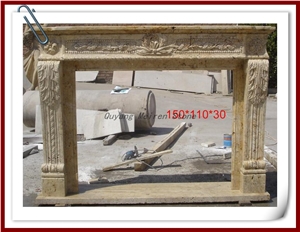 Decorative Indoor Yellow Travertine Fireplace Mantel Decorative Indoor Yellow Travertine Fireplace Mantel