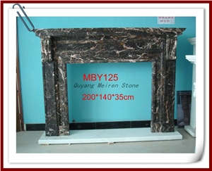 Nero Portoro Marble Fireplace Mantel,Black Marble Fireplace Hearth