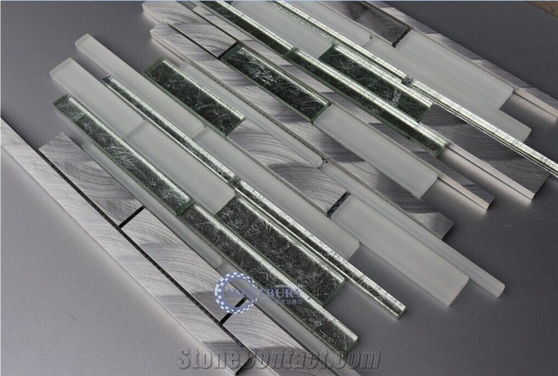 Natural Stone with Metal Mosaic Tile,Wall Mosaic