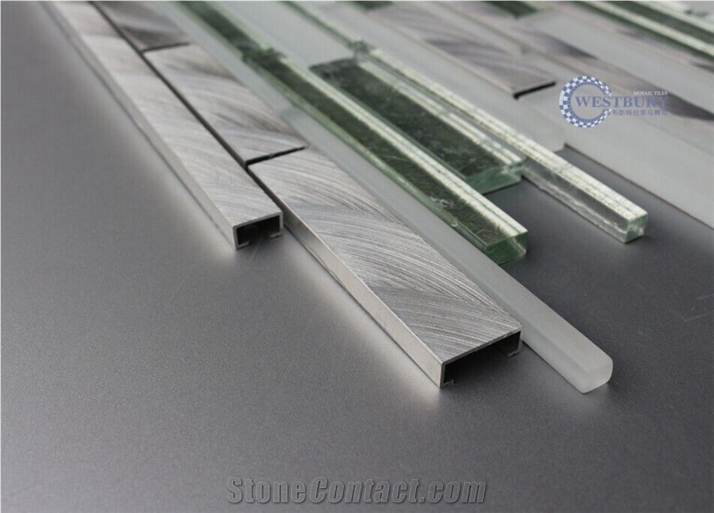 Natural Stone with Metal Mosaic Tile,Wall Mosaic