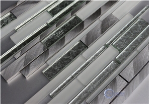Natural Stone with Metal Mosaic Tile,Wall Mosaic