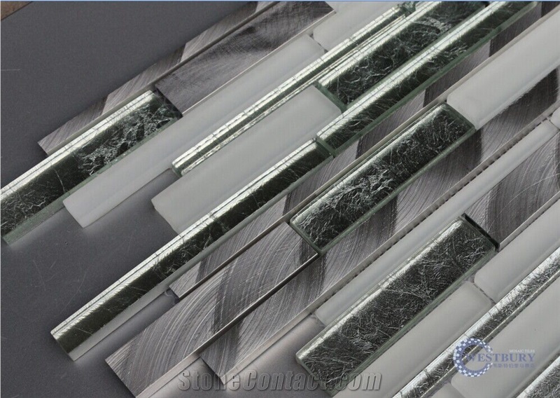 Natural Stone with Metal Mosaic Tile,Wall Mosaic