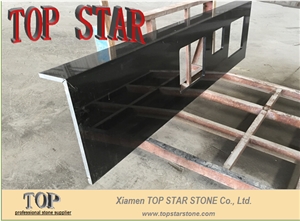 Polished Shanxi Ice Black Granite Double Sink Kitchen Benchtops