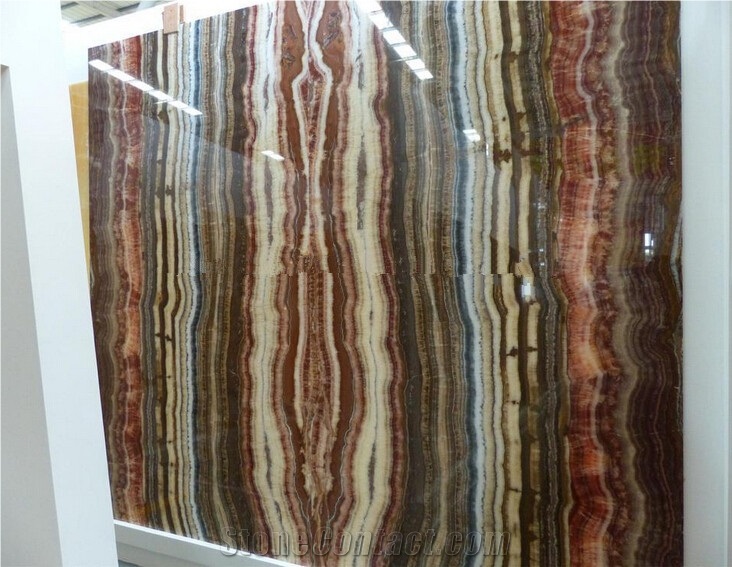 Red Straight Line Onyx Red Wooden Onyx Bookmatched Backdrop,Fantastico Onyx Slabs for Wall Panel