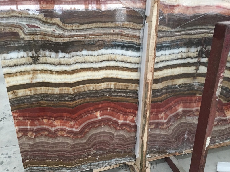 Red Straight Line Onyx Red Wooden Onyx Bookmatched Backdrop,Fantastico Onyx Slabs for Wall Panel