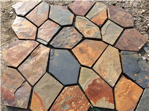 Slate Rondom Flagstone , Rusty Slate Flagstone ,Landscaping Stones, Crazy Stone,Flagstone Patio,Flagstone Walking Way Pavers