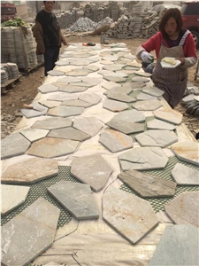 Slate Rondom Flagstone , Rusty Slate Flagstone ,Landscaping Stones, Crazy Stone,Flagstone Patio,Flagstone Walking Way Pavers