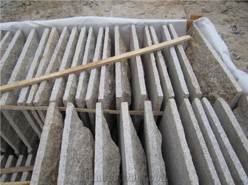 G682 Golden Sand Granite Natural Split Mushroom Stone for Wall Cladding, China Yellow Granite Mushroom Wall